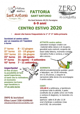 CENTRO ESTIVO 2020 alla Fattoria Sant'Antonio - ZERO in condotta